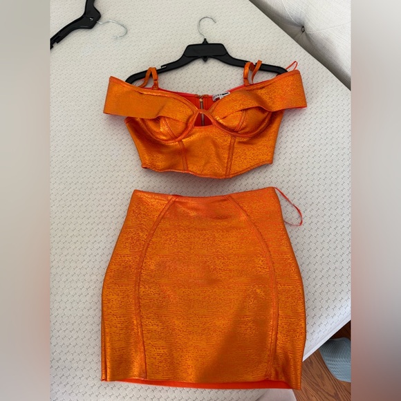 Metallic Bandage Orange Skirt Set - Picture 5 of 7